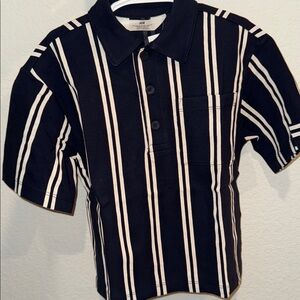 H&M Navy Blue Polo Shirt with White Stripes 100% cotton